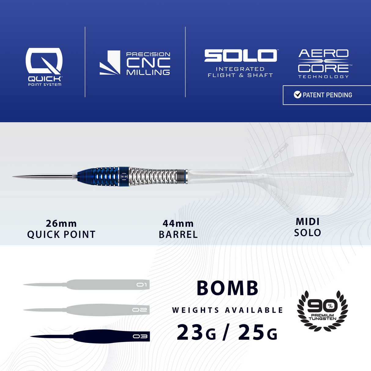 Harrows Geo Darts - Stahlspitze - 90% Tungsten - Geo 03