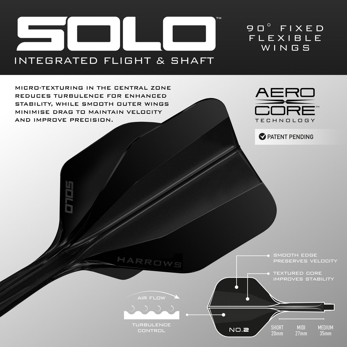 Harrows Solo 2 Dart Flights - Formgepresster Schaft & Flight