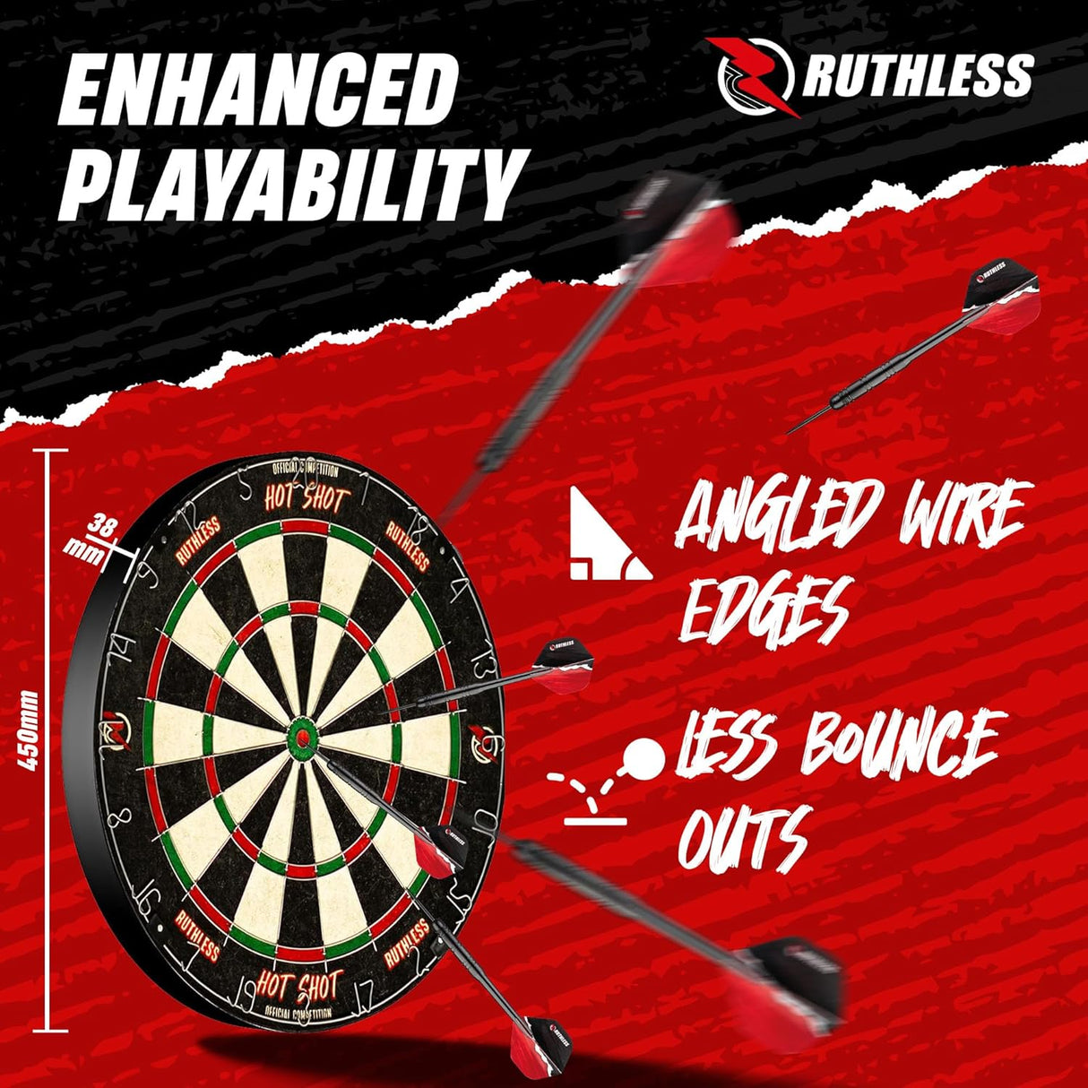 Ruthless Hotshot Home Darts Centre – HDC – inkl. Dartscheibe, Surround und 2 Dart-Sets