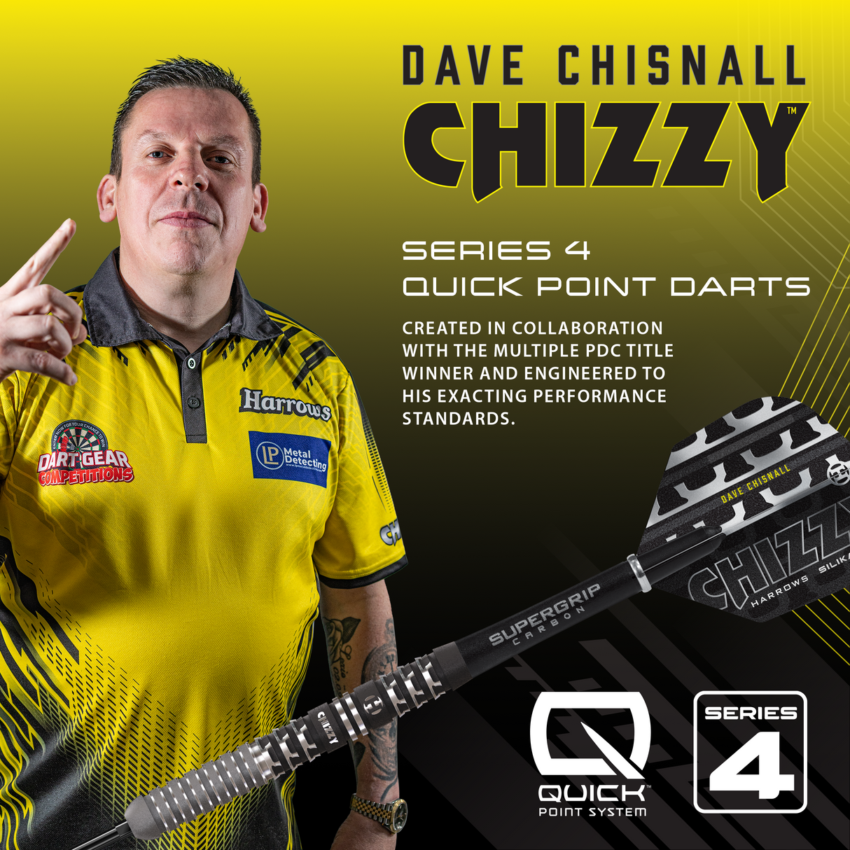 Harrows Dave Chisnall Darts - Stahlspitze - 90% Tungsten - Serie 4