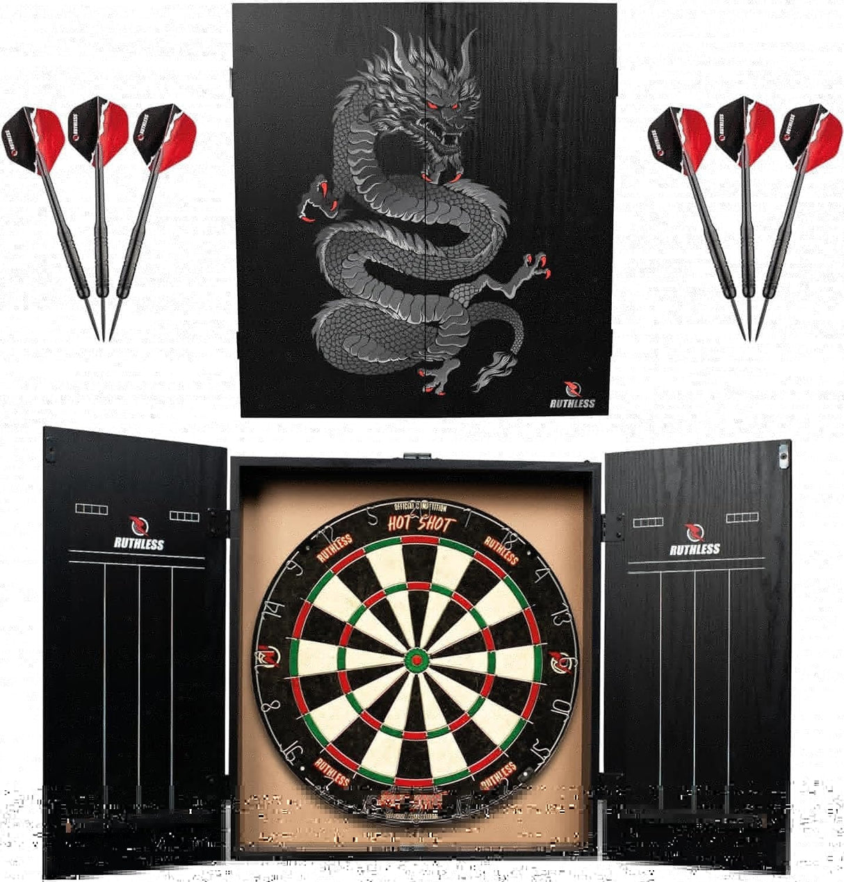 Ruthless Animal Home Darts Centre – Hotshot Dartboard im Schrank – Drache