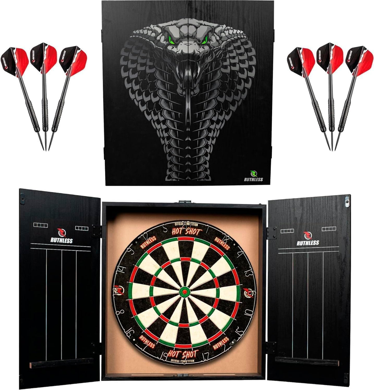 Chicago Ruthless Aninal Ruthless Animal Home Darts Centre – Hotshot Dartboard im Schrank – Cob