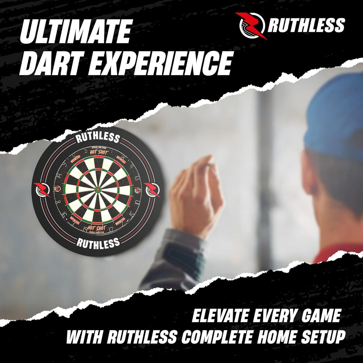 Ruthless Hotshot Home Darts Centre – HDC – inkl. Dartscheibe, Surround und 2 Dart-Sets
