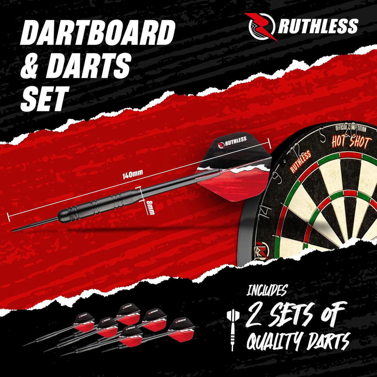 Chicago Ruthless Aninal Ruthless Animal Home Darts Centre – Hotshot Dartboard im Schrank – Gor