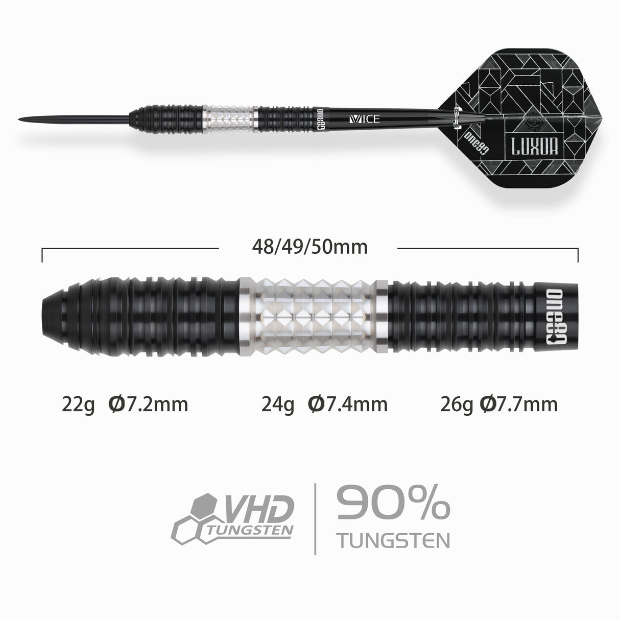 One80 Luxor II Darts - Stahlspitze - 90% Tungsten - Eta