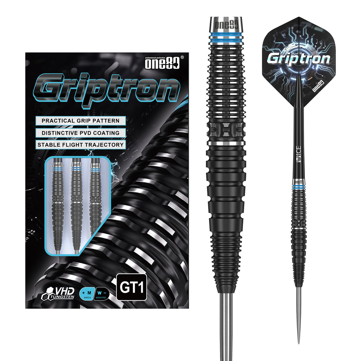 One80 Griptron Darts - Stahlspitze - 90% Tungsten - GT1