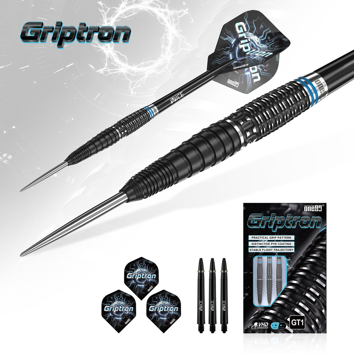 One80 Griptron Darts - Stahlspitze - 90% Tungsten - GT1