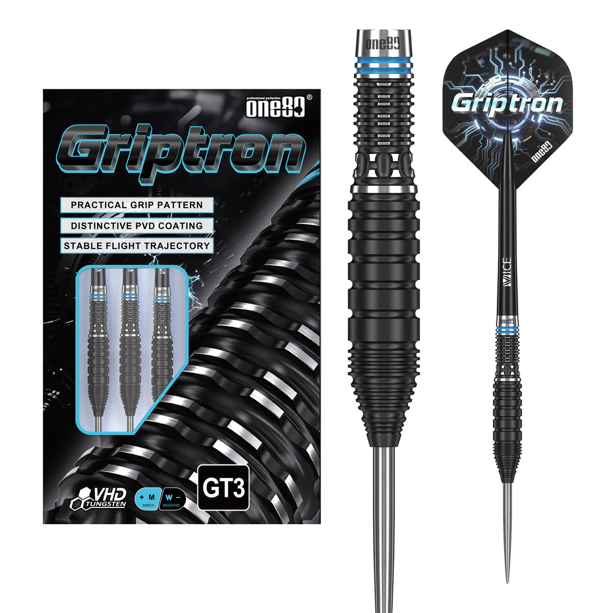 One80 Griptron Darts - Stahlspitze - 90% Tungsten - GT3