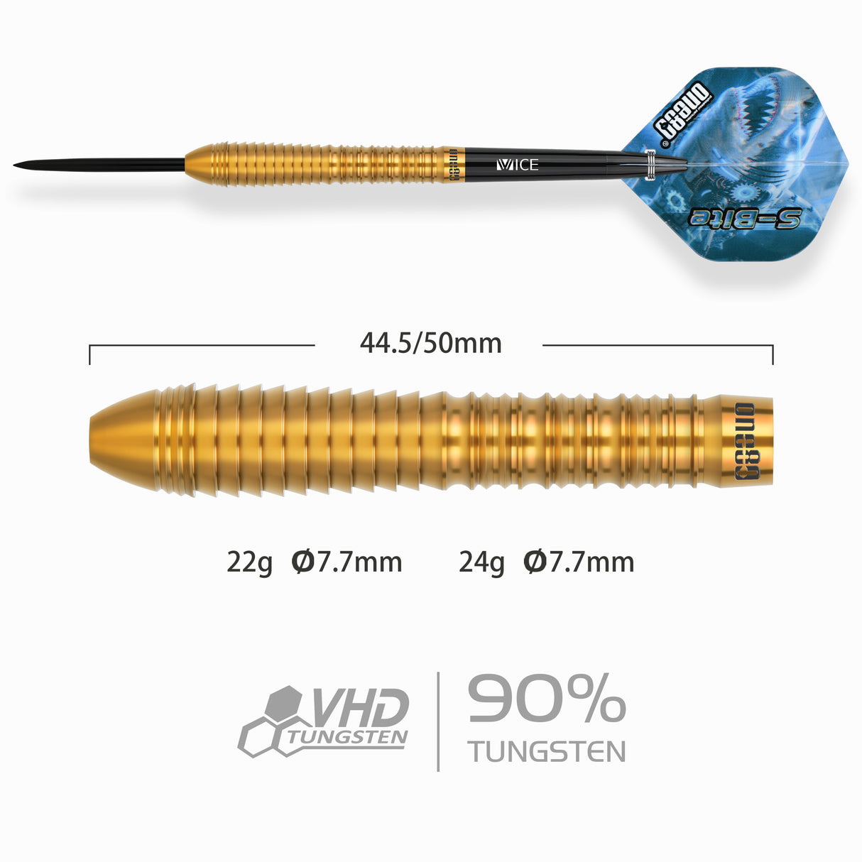 One80 S-Bite Darts - Stahlspitze - 90% Tungsten - S-B1
