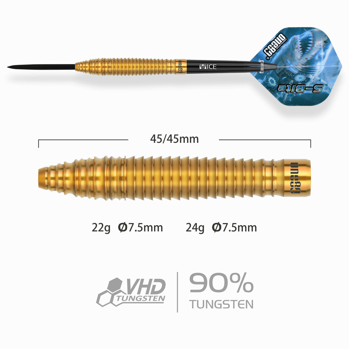 One80 S-Bite Darts - Stahlspitze - 90% Tungsten - S-B2