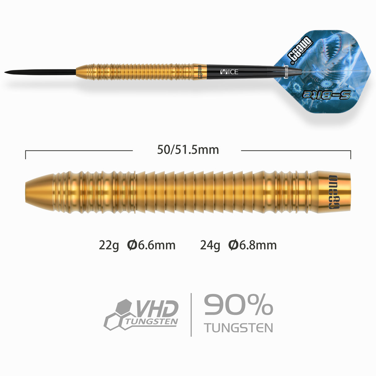 One80 S-Bite Darts - Stahlspitze - 90% Tungsten - S-B3