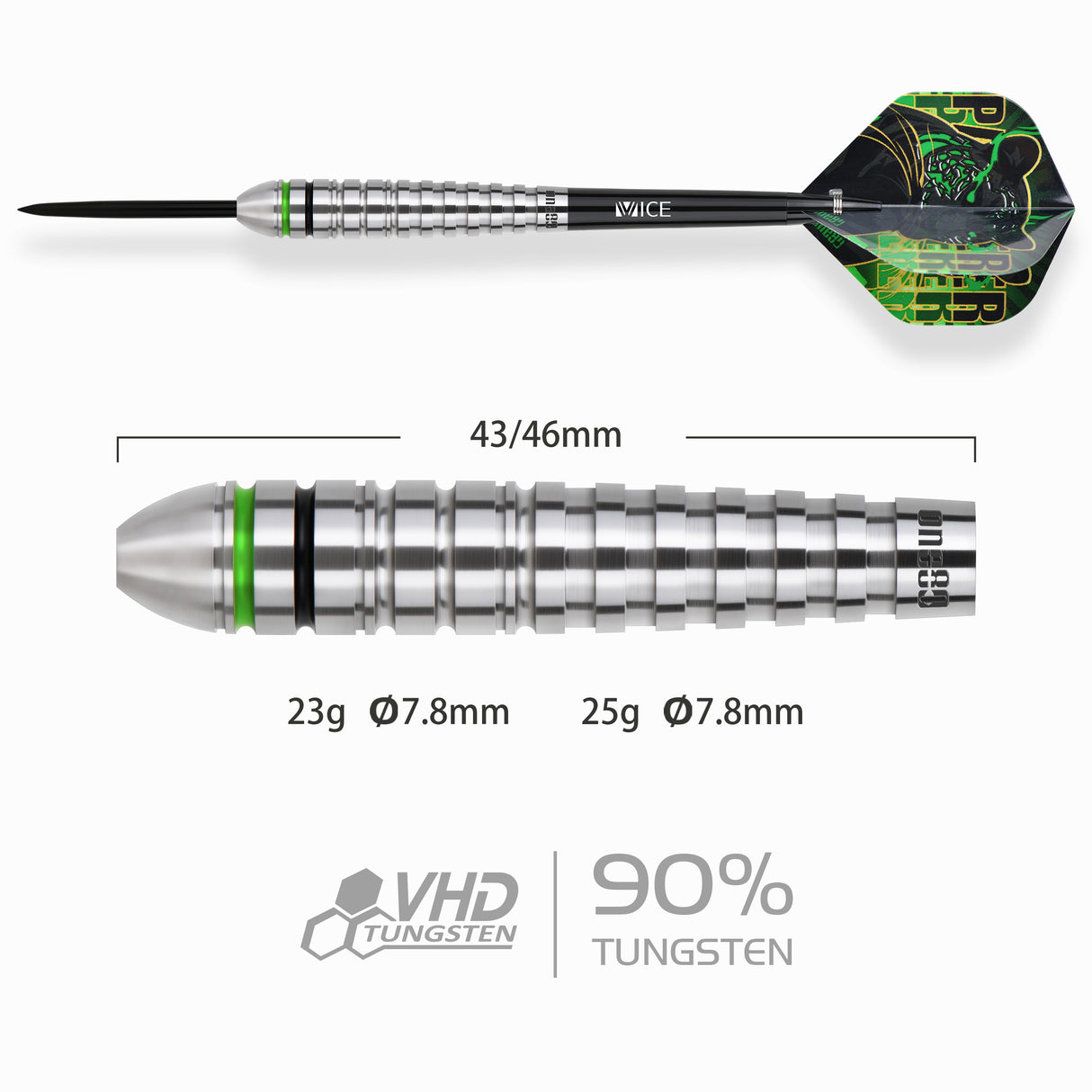 One80 Panther-M Darts - Stahlspitze - 90% Tungsten