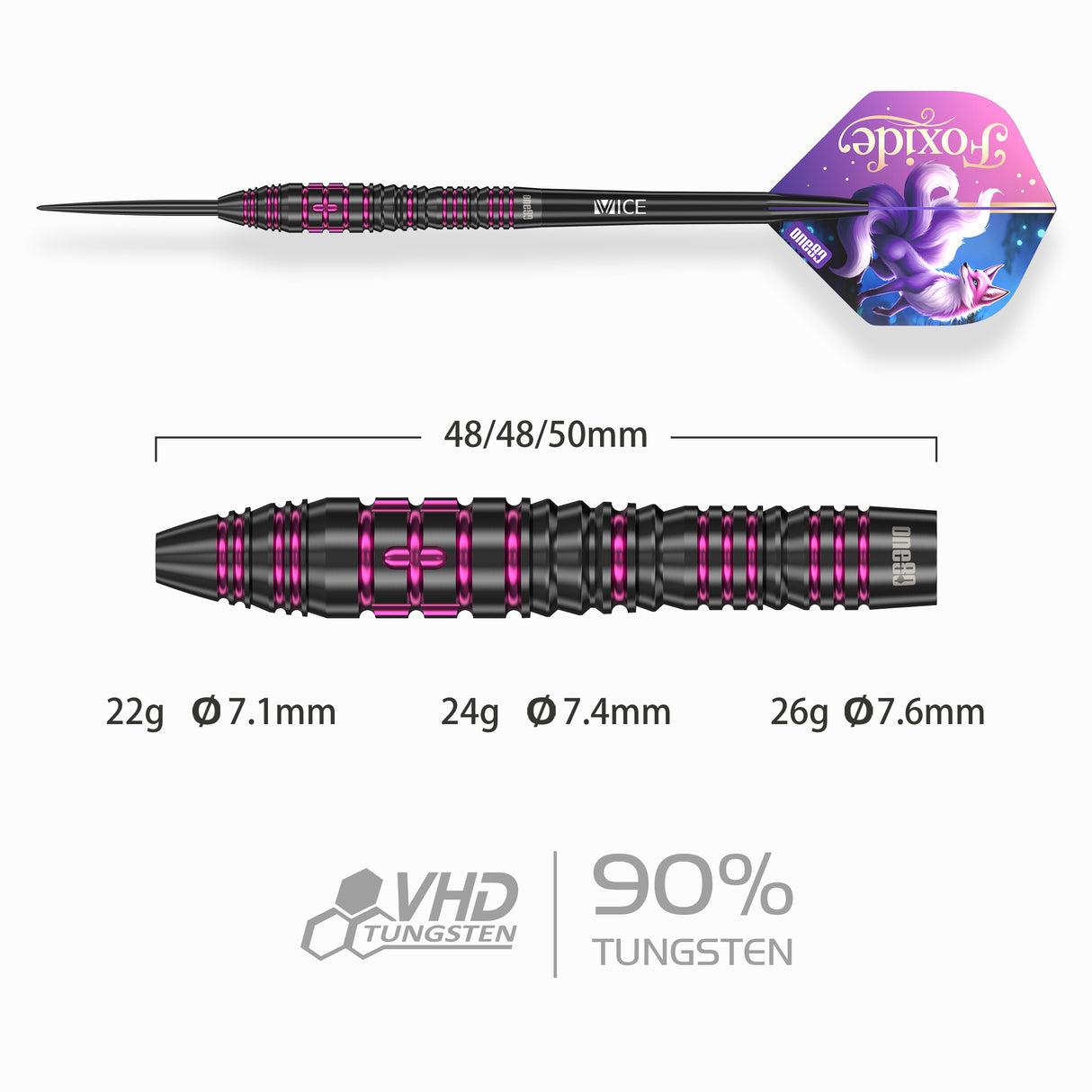 One80 Foxide Darts - Stahlspitze - 90% Tungsten - F4