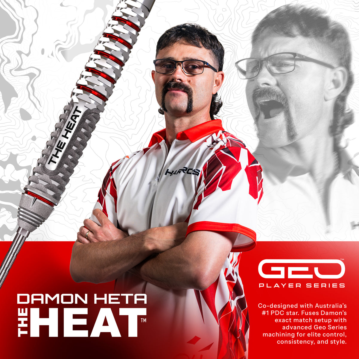 Harrows Damon Heta Darts - Stahlspitze - 90% Tungsten - Geo