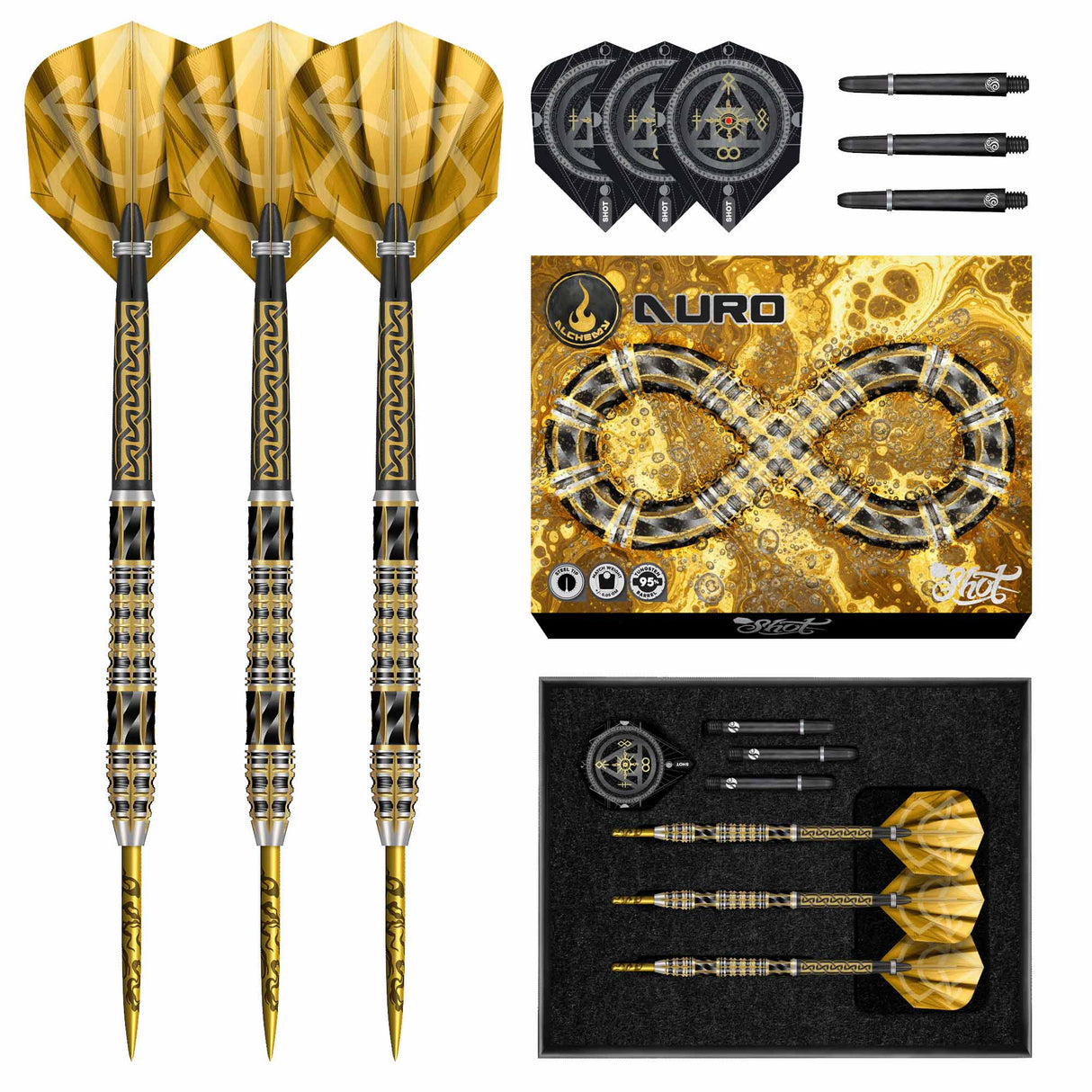 Shot Alchemy Darts - Stahlspitze - 95% Tungsten - Auro