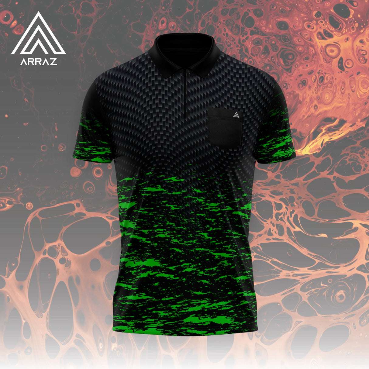 Arraz Lava Dart Shirt - mit Tasche - Schwarz &amp; Grün