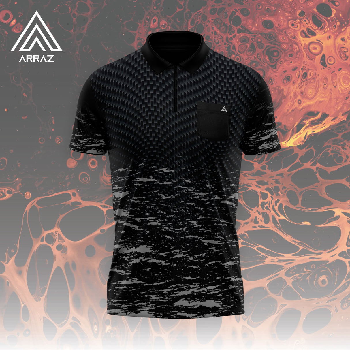 Arraz Lava Dart Shirt – mit Tasche – Schwarz &amp; Grau
