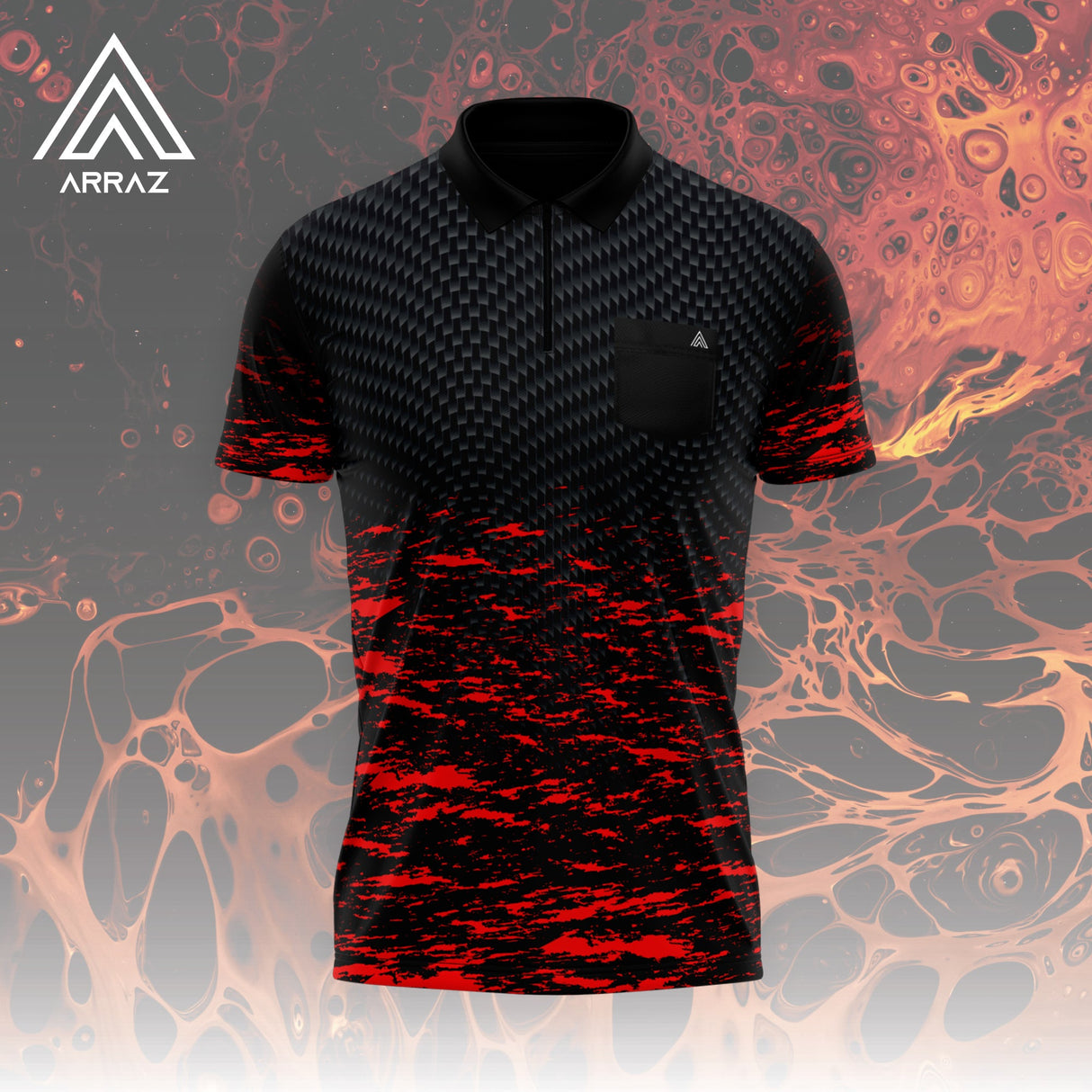 Arraz Lava Dart Shirt – mit Tasche – Schwarz &amp; Rot