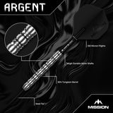 Mission Argent Darts - Stahlspitze - 90% Tungsten - Silber