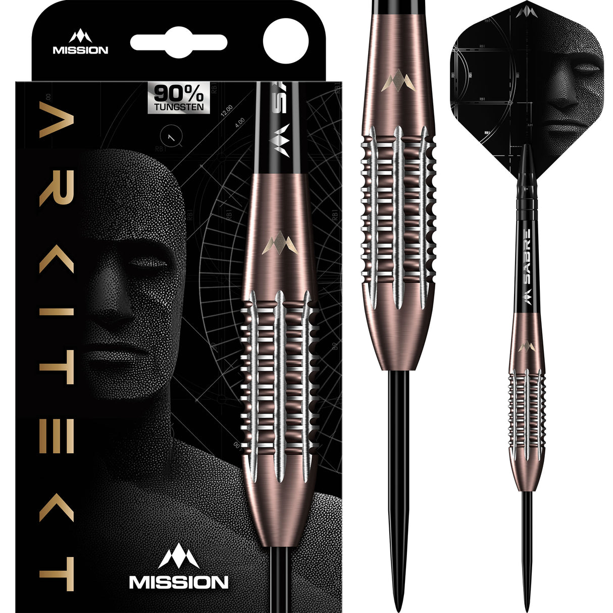 Mission Arkitekt Darts - Stahlspitze - 90% Tungsten - Bronze Silica PVD