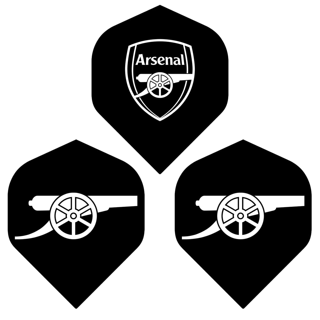 Arsenal FC Dart Flights - Official Licensed - No2 - Std - The Gunners - F2 - Black - 2 Sided Mono