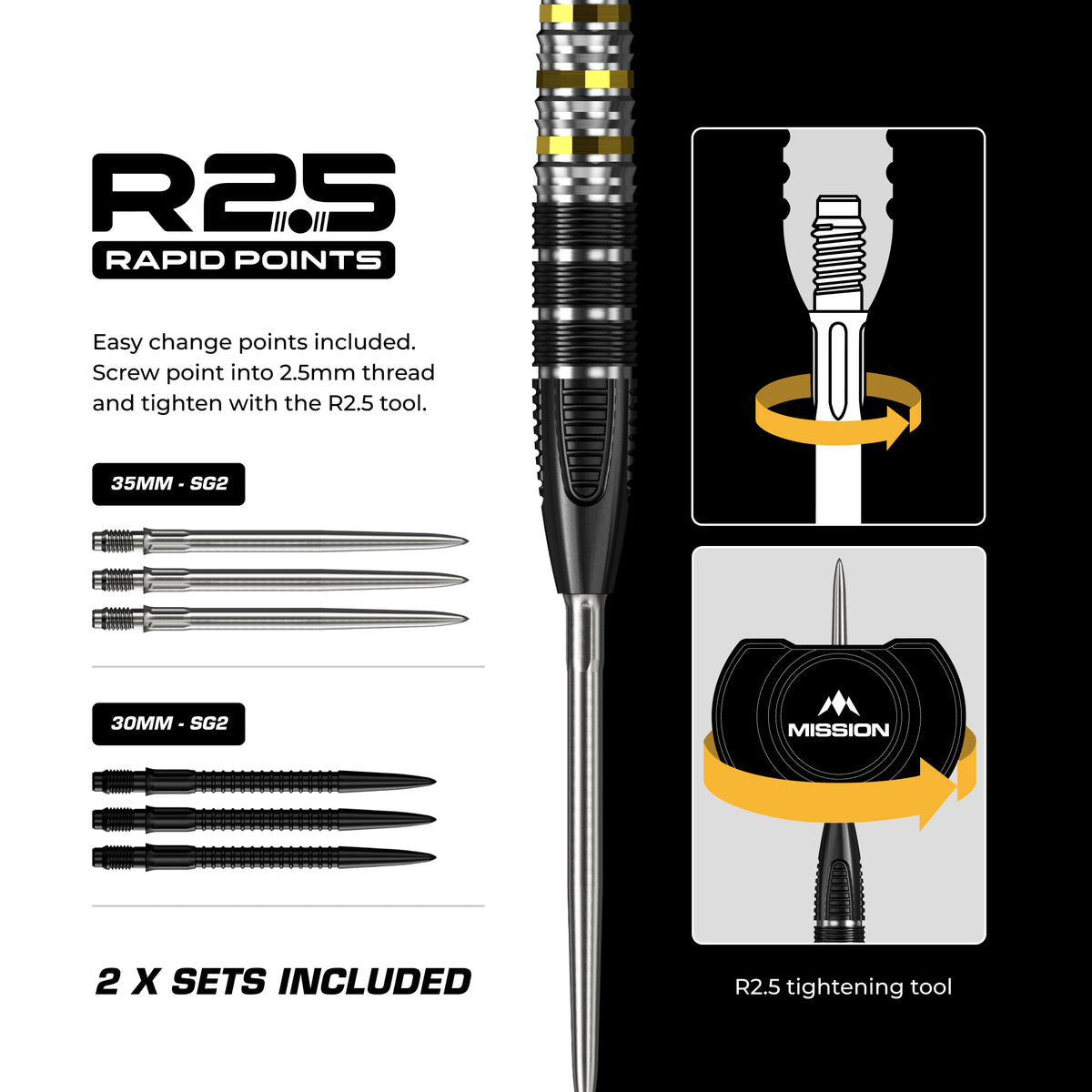 Mission Astro R2.5 Darts - Stahlspitze - 95% Tungsten