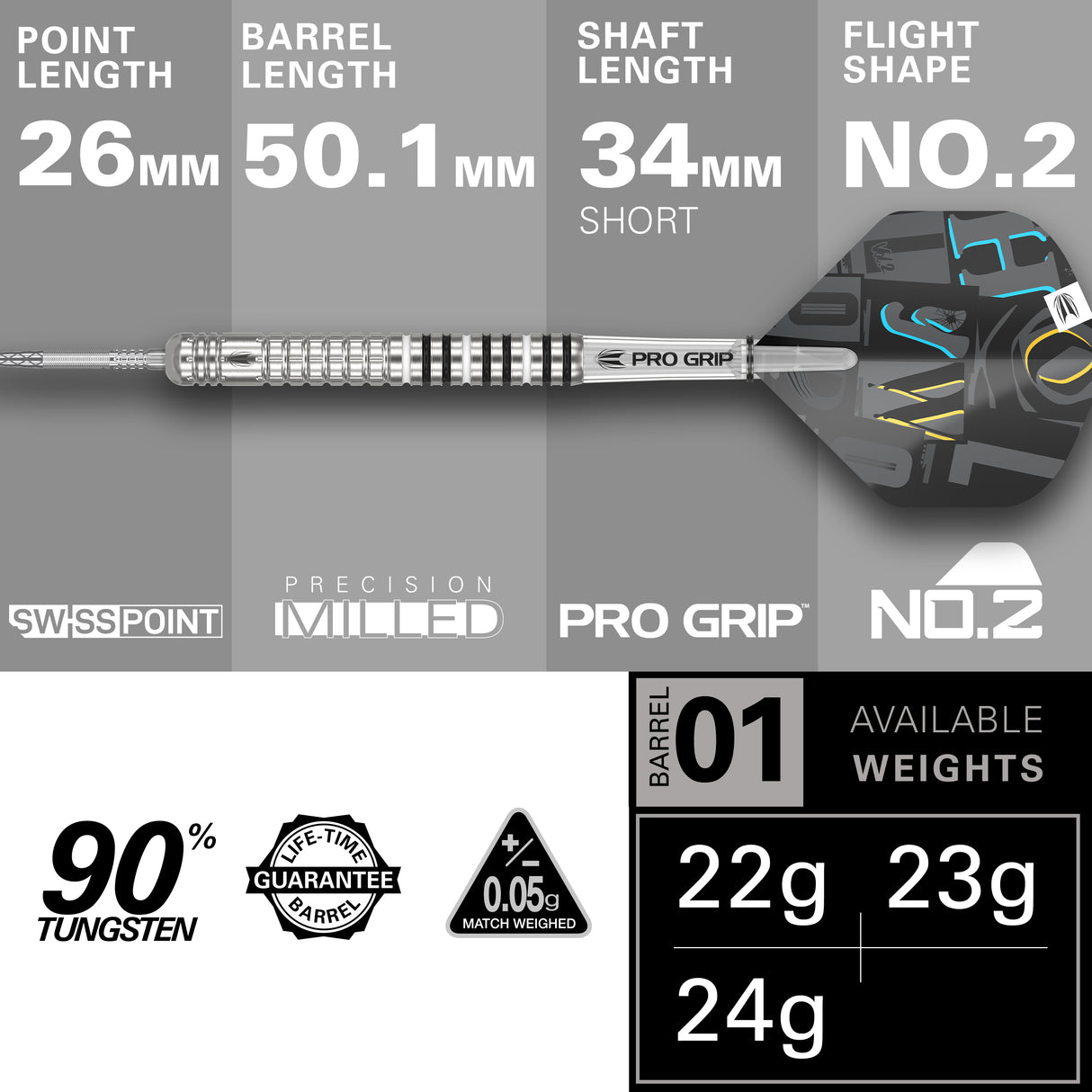 Target Chris Dobey Darts - Stahlspitze - 90% Tungsten