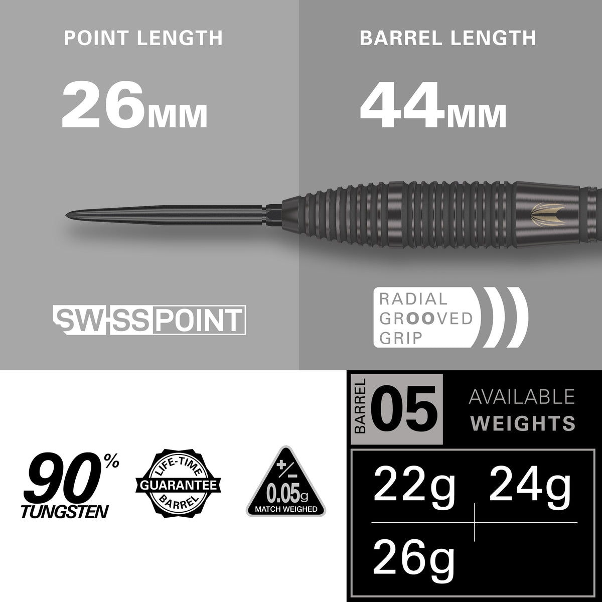 Target Bolide Void Darts - Stahlspitze - 90% Tungsten - 05