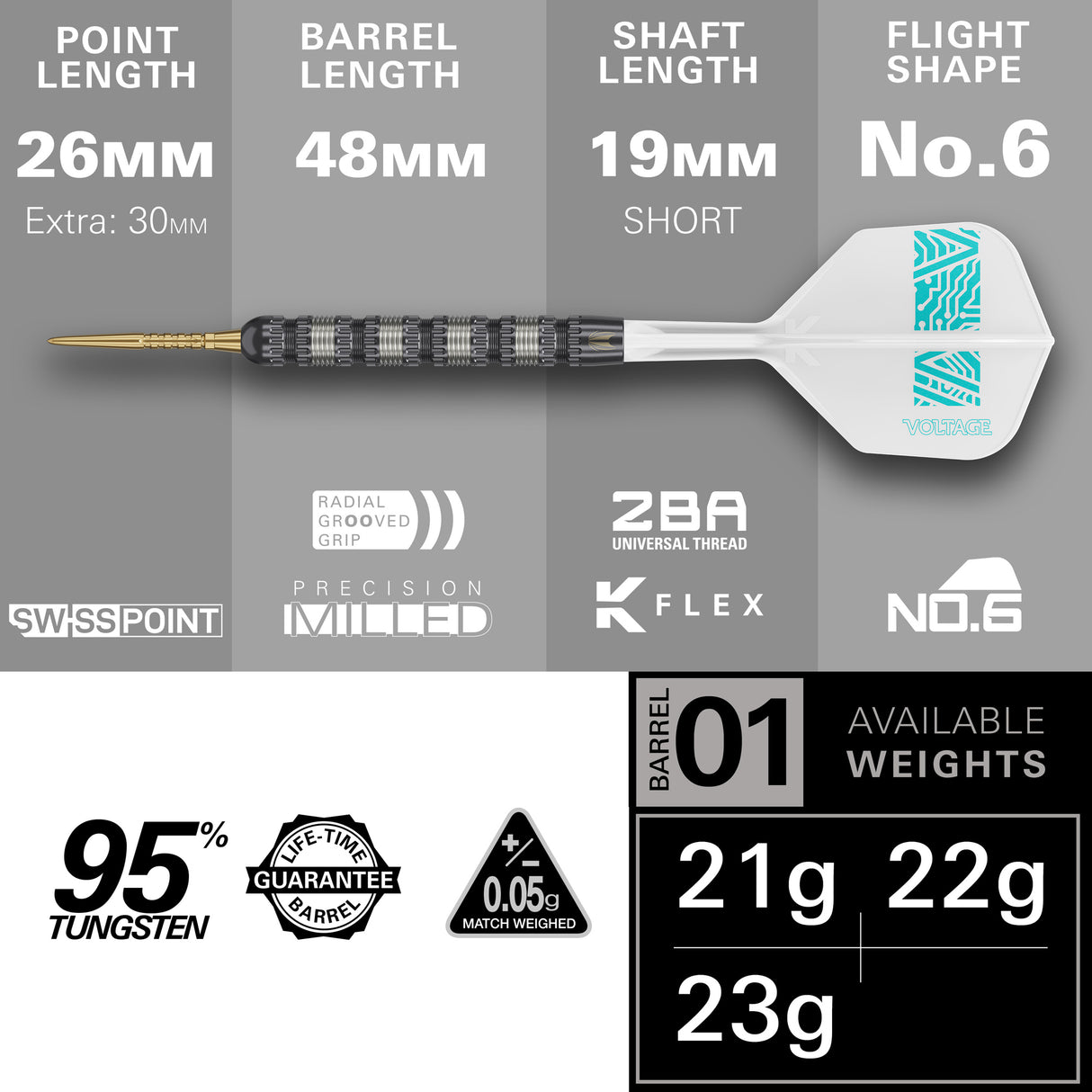 Target Rob Cross Darts - Stahlspitze - 95% Tungsten - 95K