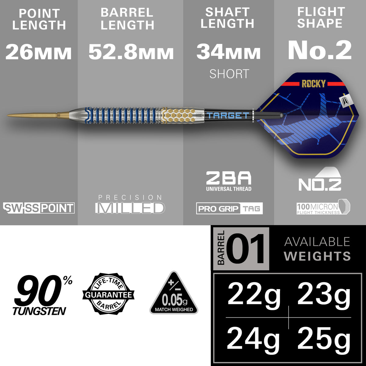 Target Josh Rock Darts - Stahlspitze - 90% Tungsten - G1