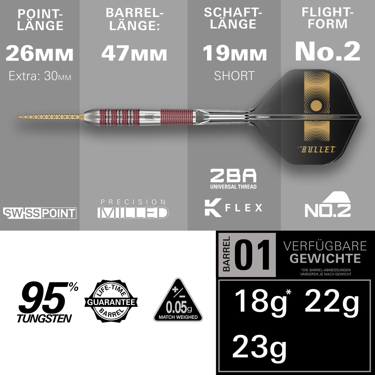 Target Stephen Bunting Darts - Stahlspitze - 95% Tungsten - 95K