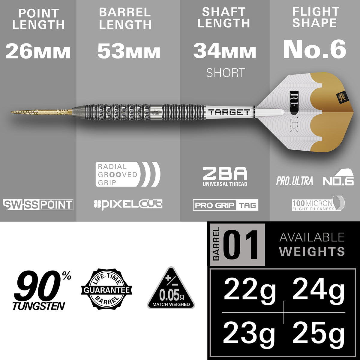 Target Redux Darts - Stahlspitze - 90% Tungsten - 01