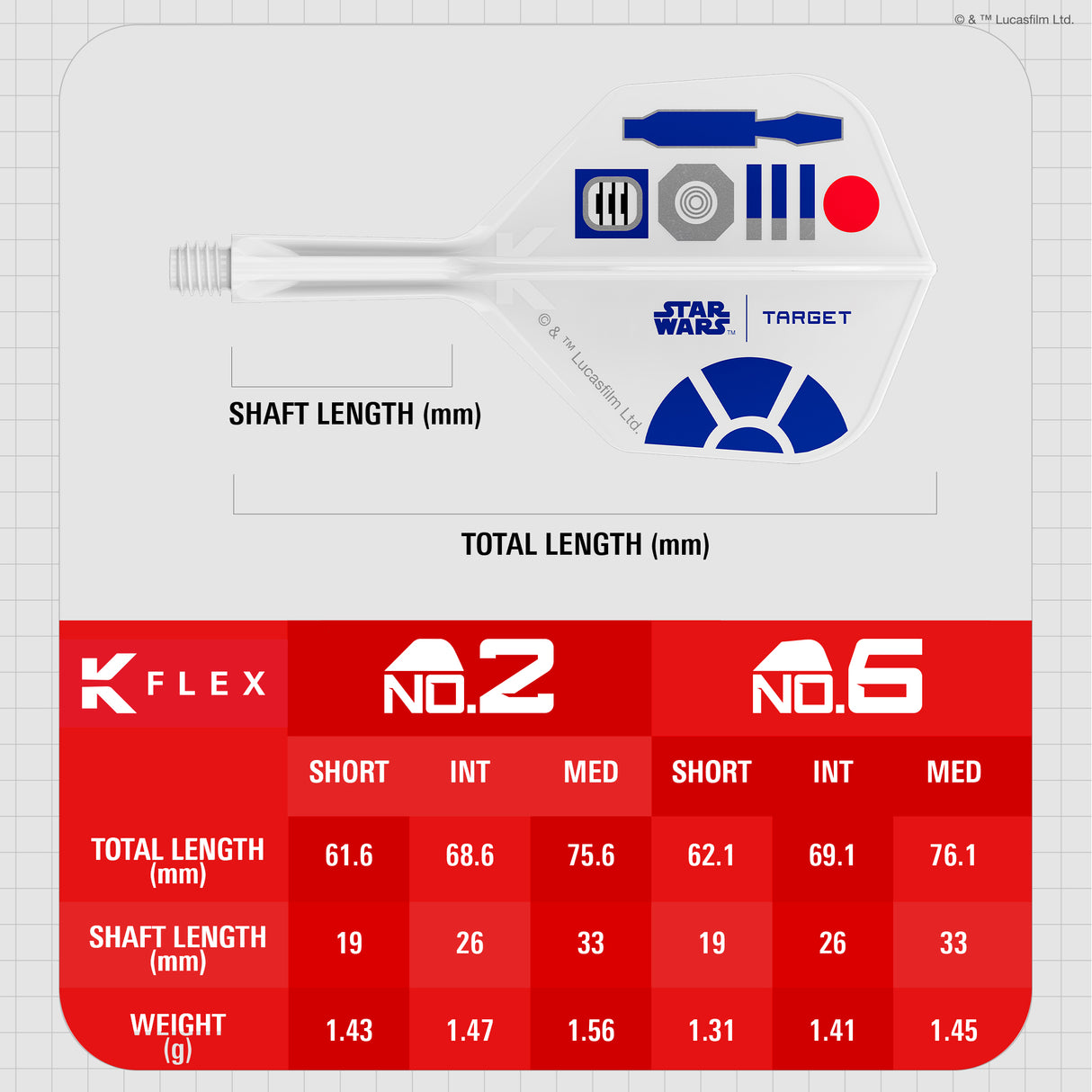 Target K-Flex Dart Flights - R2D2