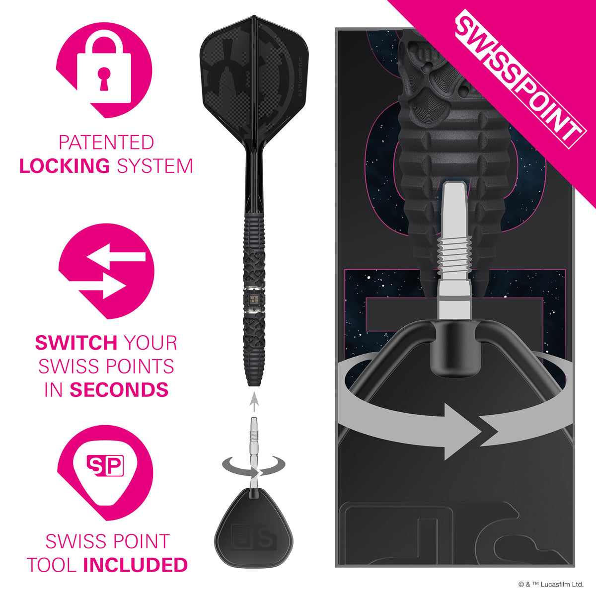 Target Star Wars Darts - Stahlspitze - 95% Tungsten - Darth Vader