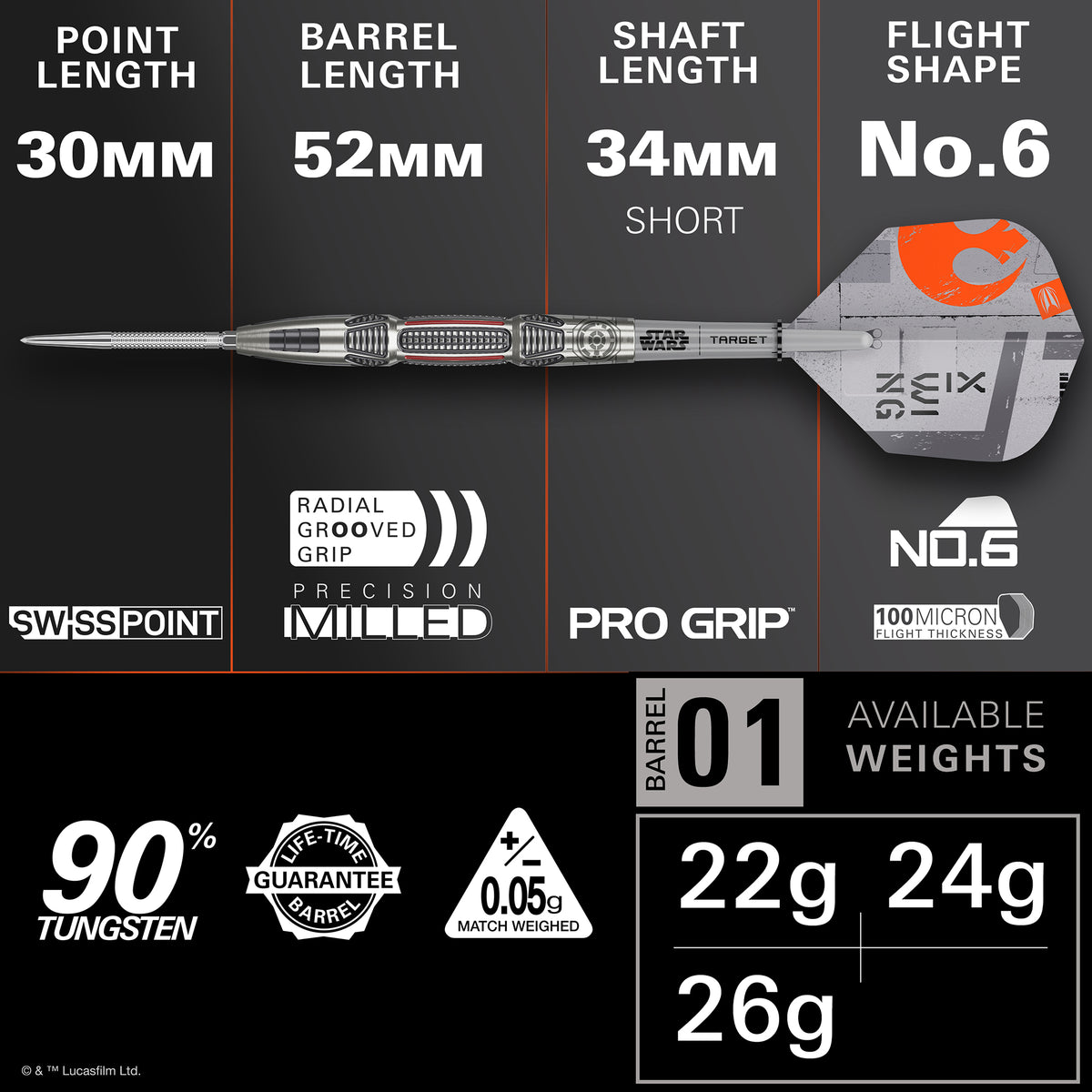 Target Star Wars Darts - Stahlspitze - 90% Tungsten - X Wing