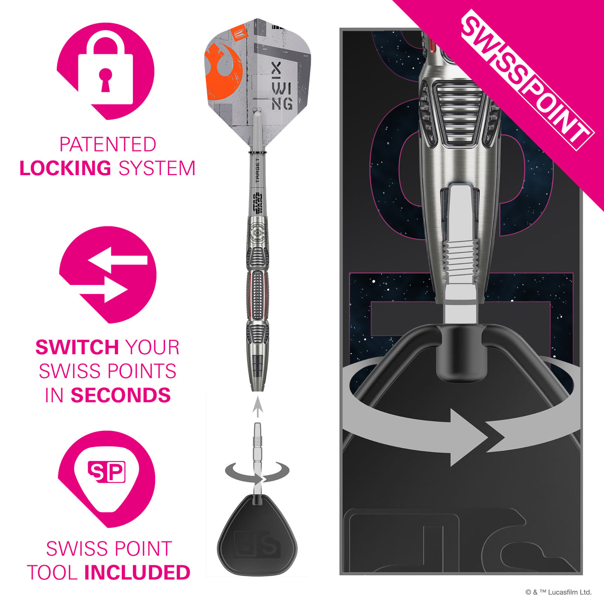 Target Star Wars Darts - Stahlspitze - 90% Tungsten - X Wing