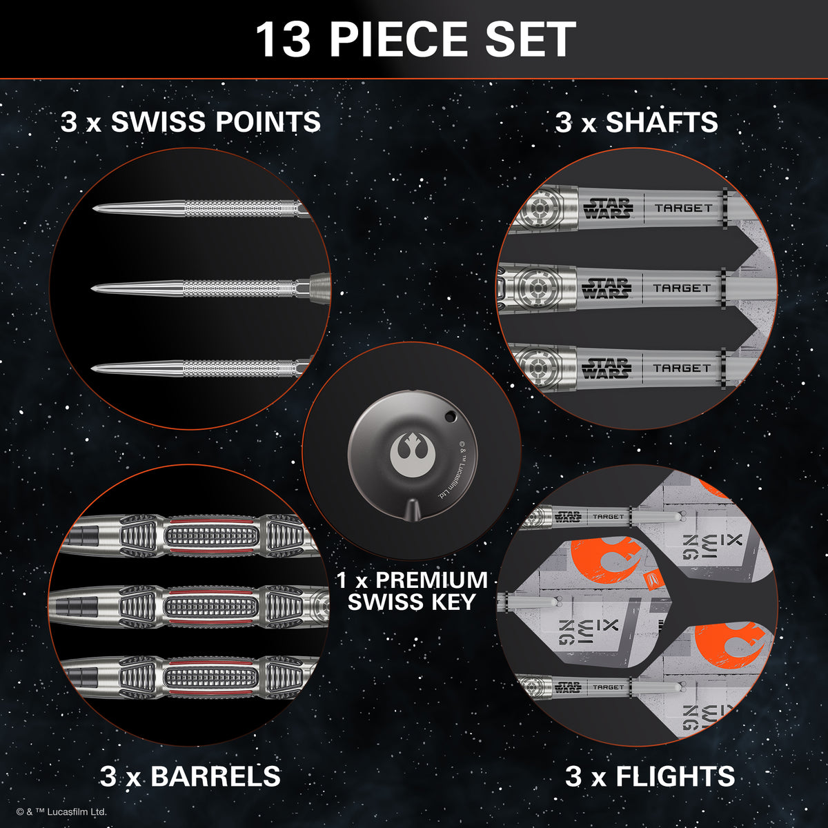 Target Star Wars Darts - Stahlspitze - 90% Tungsten - X Wing