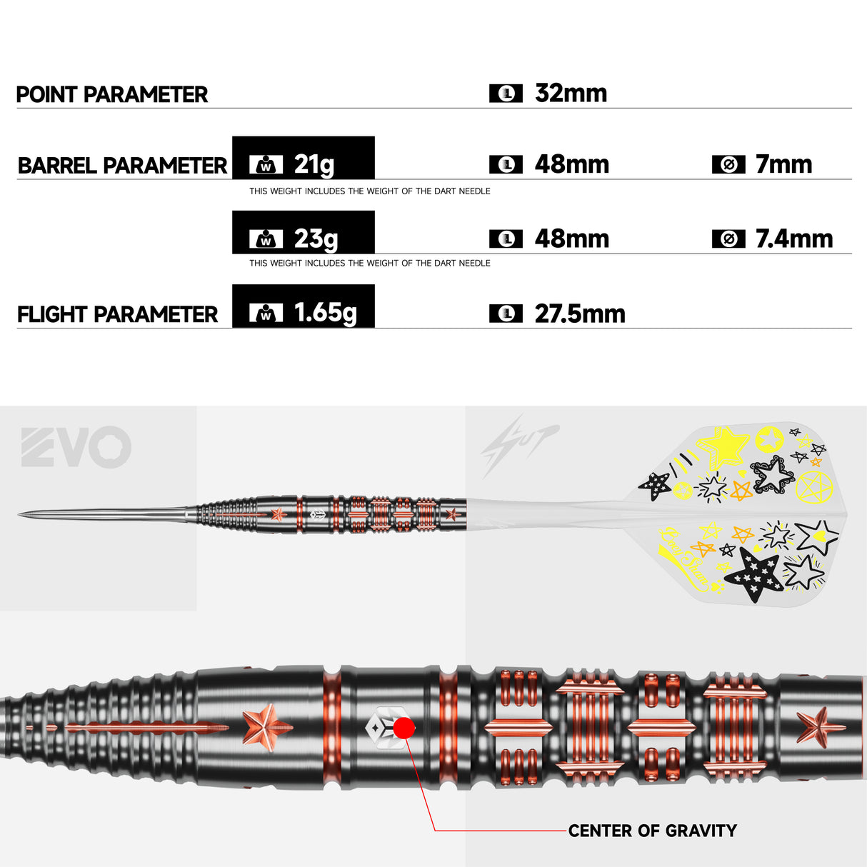 Caliburn Players Darts - Stahlspitze - 90% Tungsten - Boeysham