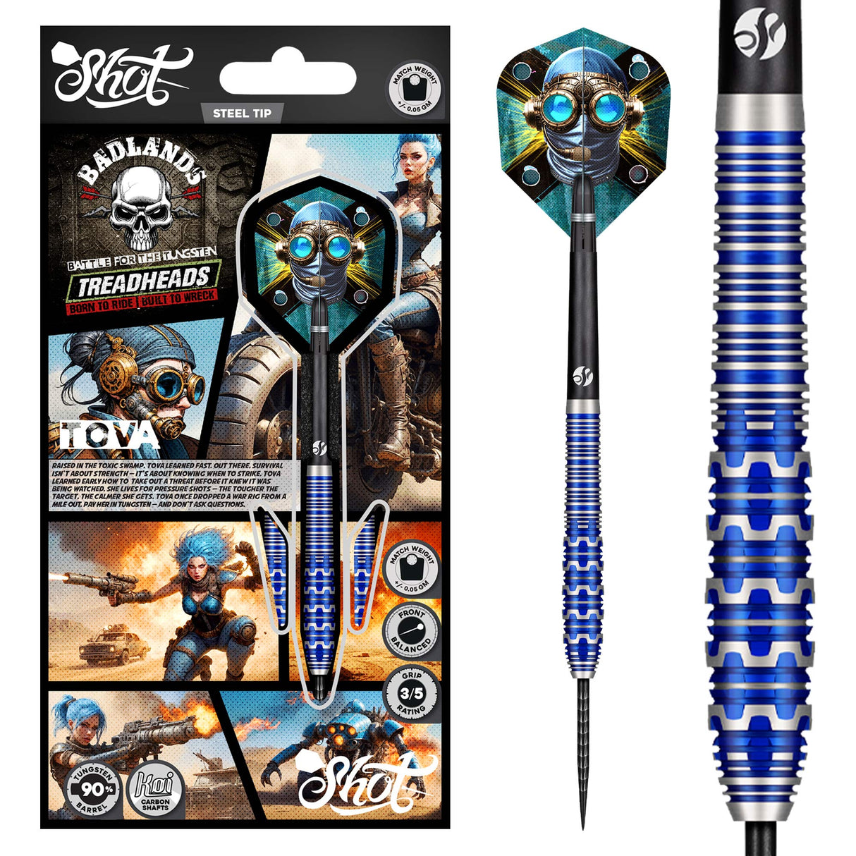 Shot Badlands Darts - Stahlspitze - 90% Tungsten - Tova