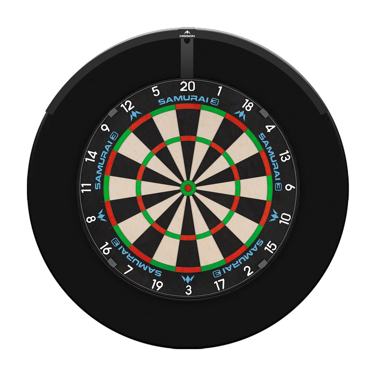 Mission Samurai 3 Dartboard Set - Dartboard, Schwarzer Surround & Torus 120 Licht