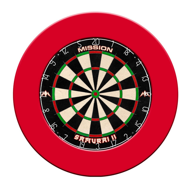 Mission Samurai II Dartboard Set - Dart Board & Surround - Red