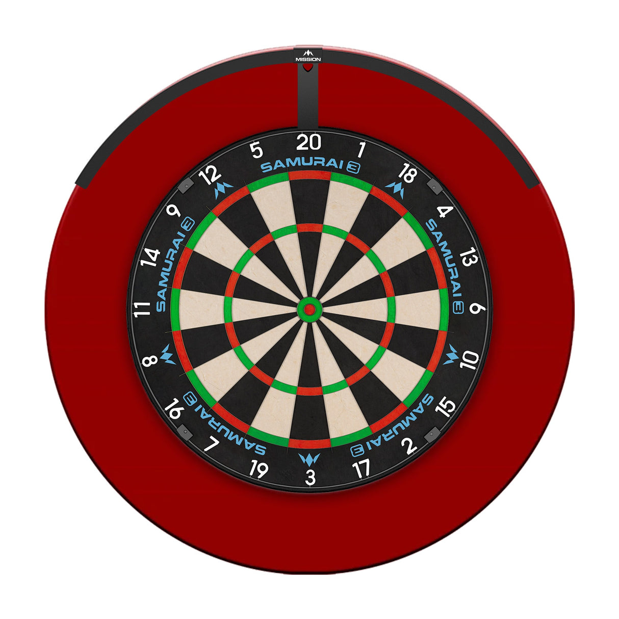 Mission Samurai 3 Dartboard Set - Dartboard, Roter Surround & Torus 120 Licht