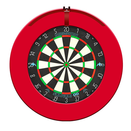 Mission Samurai II Dartboard Set - Dart Board, Surround & Torus 100 Light - Red