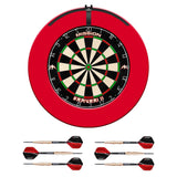 Mission Samurai II Dartboard Set - Dart Board, Surround, Torus 100 Light & 2 sets of Brass Darts - Red