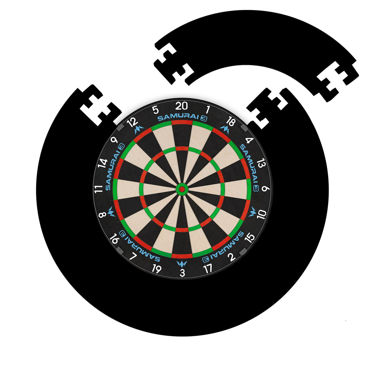 Mission Samurai 3 Dartboard Set - Dartboard & Schwarzer Puzzle-Rahmen
