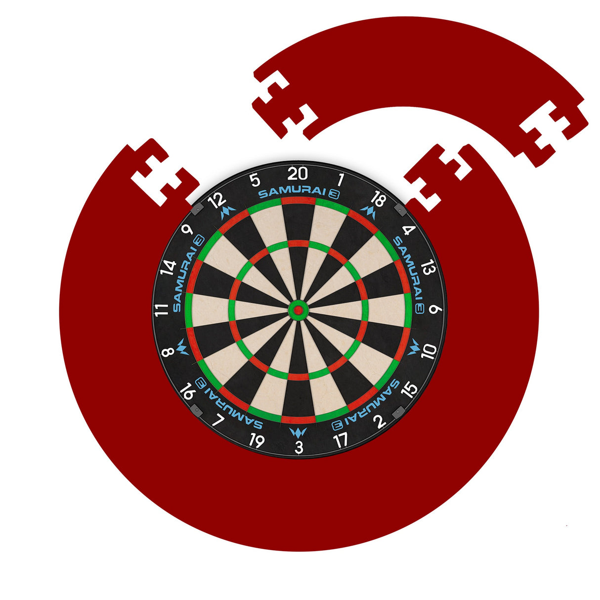 Mission Samurai 3 Dartboard Set - Dartboard & Roter Jigsaw Surround