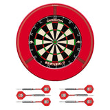 Mission Samurai II x Liverpool Dartboard Set - Dart Board, Surround, Torus 270 Light & 2 sets of Brass Darts - Red