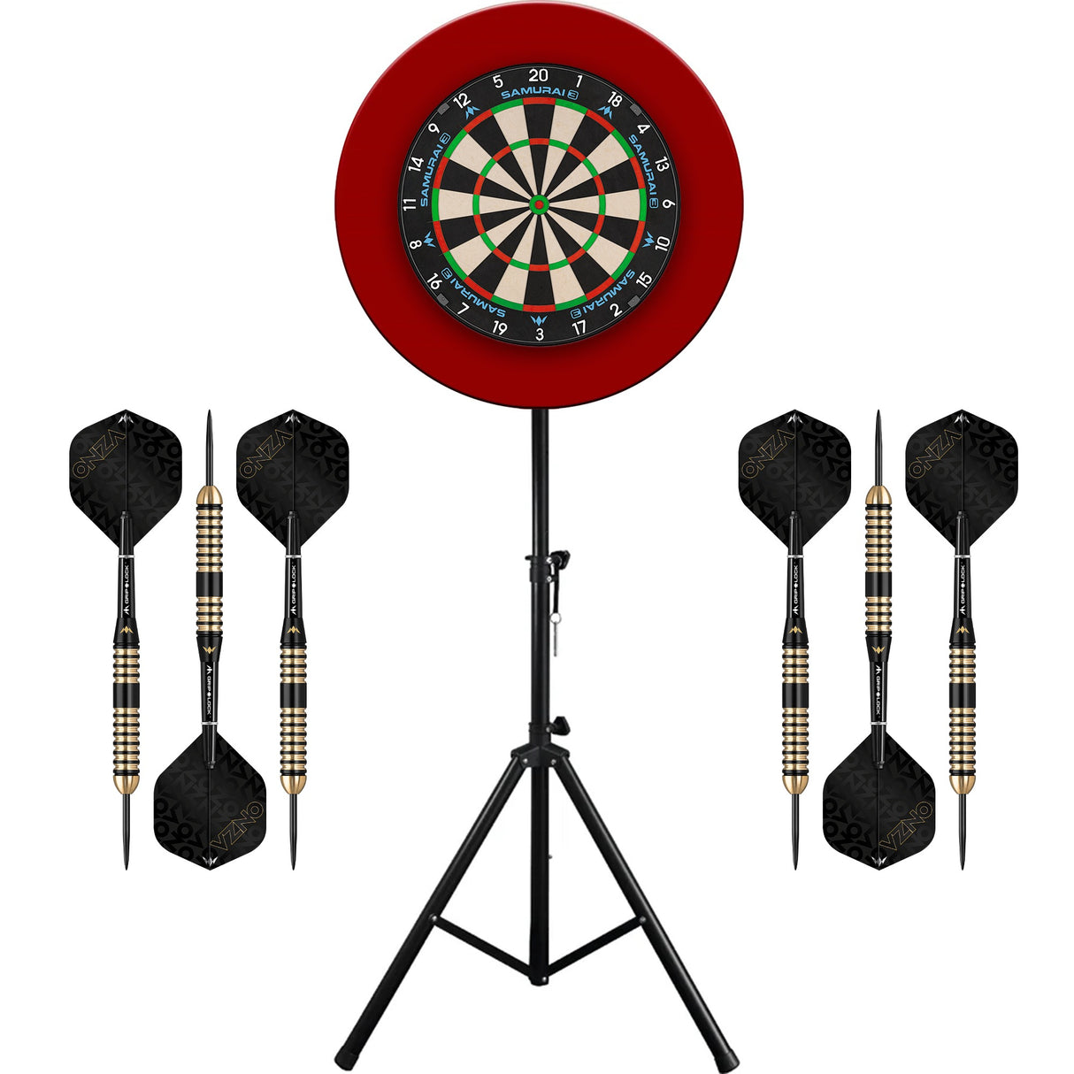 Mission Samurai 3 Dartboard & Stand Set - Dartboard, Surround, Stand und Darts