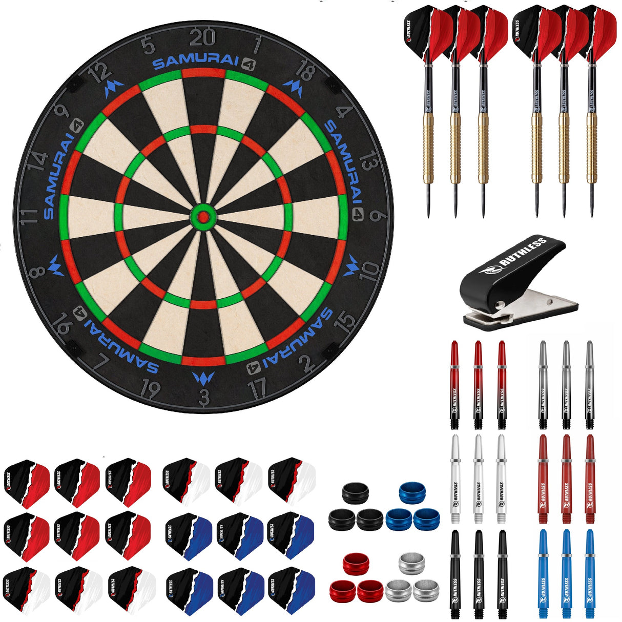 Mission Samurai 4 Graphit Dartboard Starter Set - Dartboard, Darts & Zubehör