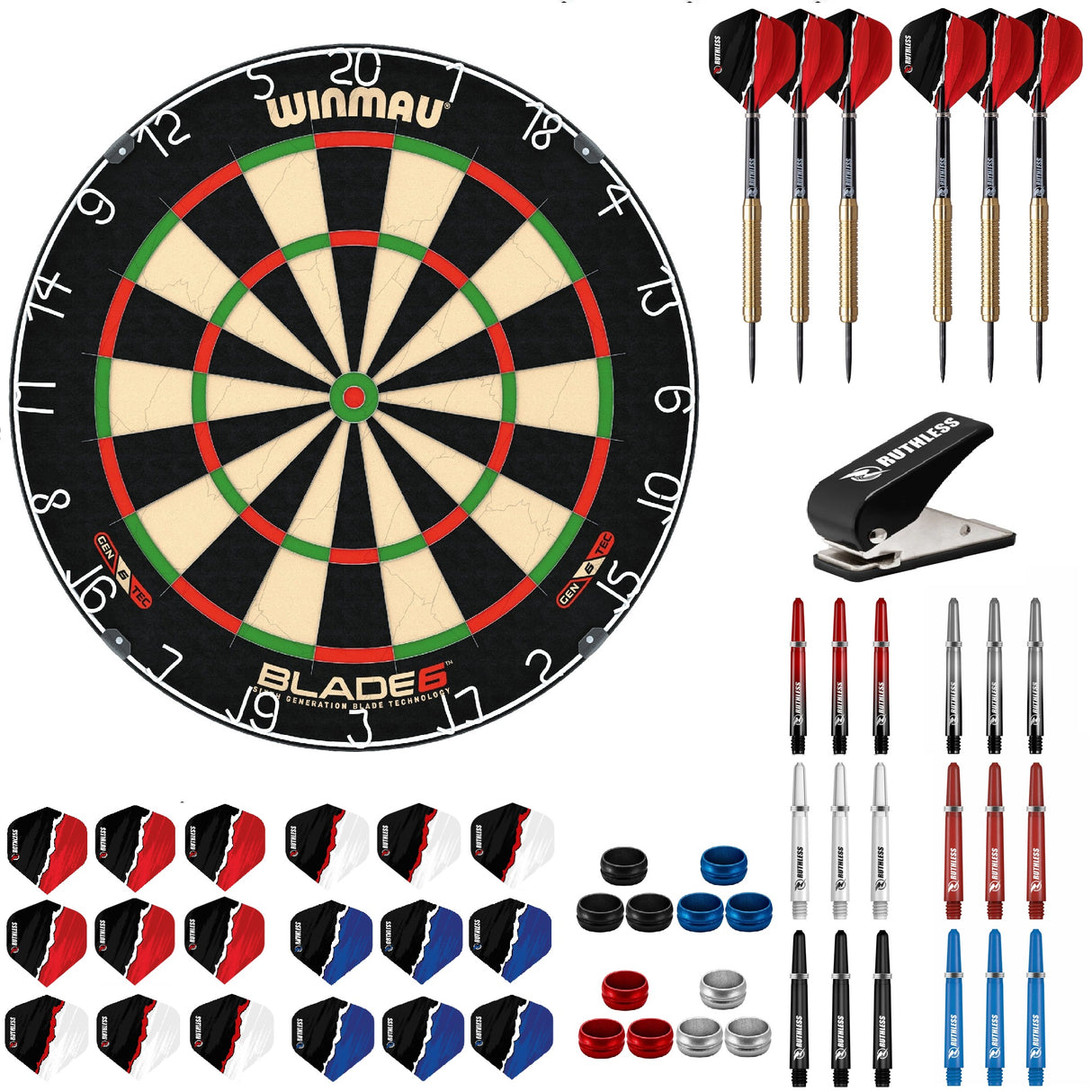 Winmau Blade 6 Starter Set - Dartboard, Darts & Zubehör